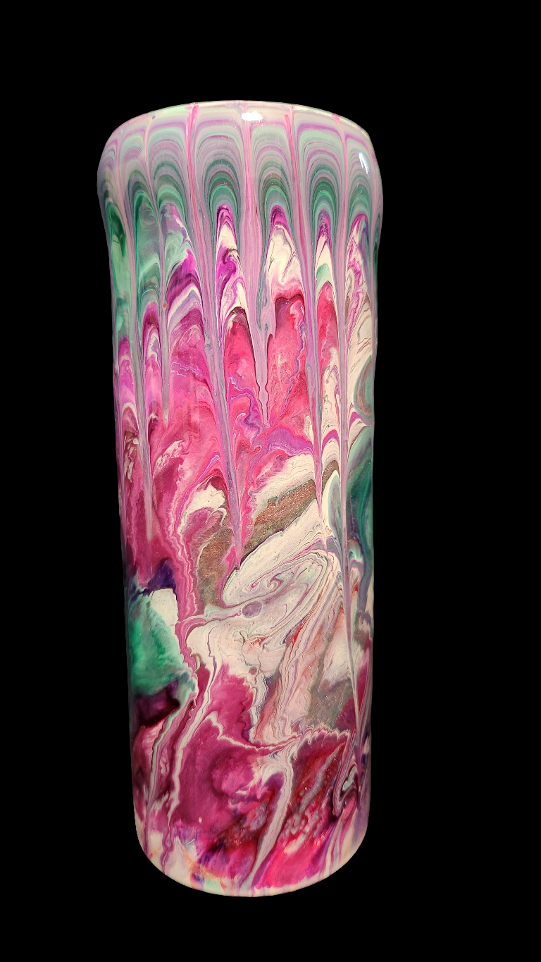 Pink, teal, purple drip epoxy tumbler