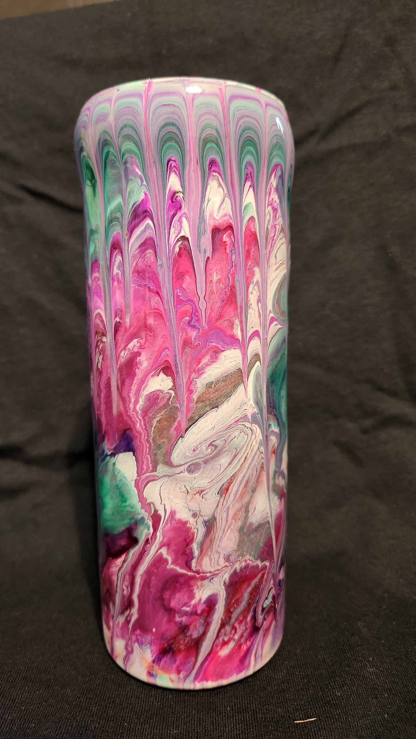 Pink, teal, purple drip epoxy tumbler