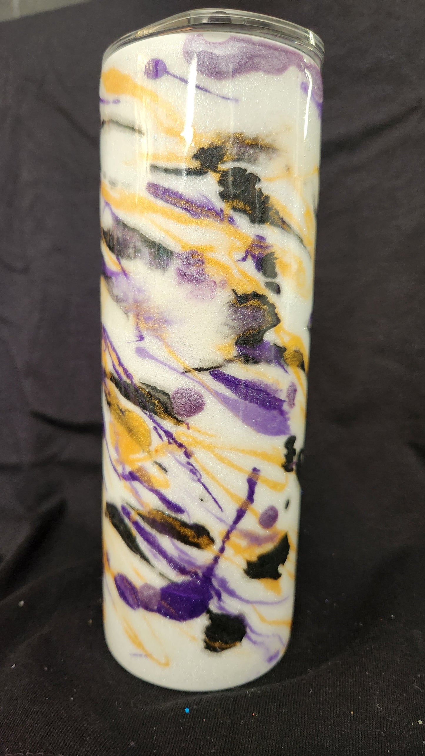 Purple and gold splatter epoxy Tumbler