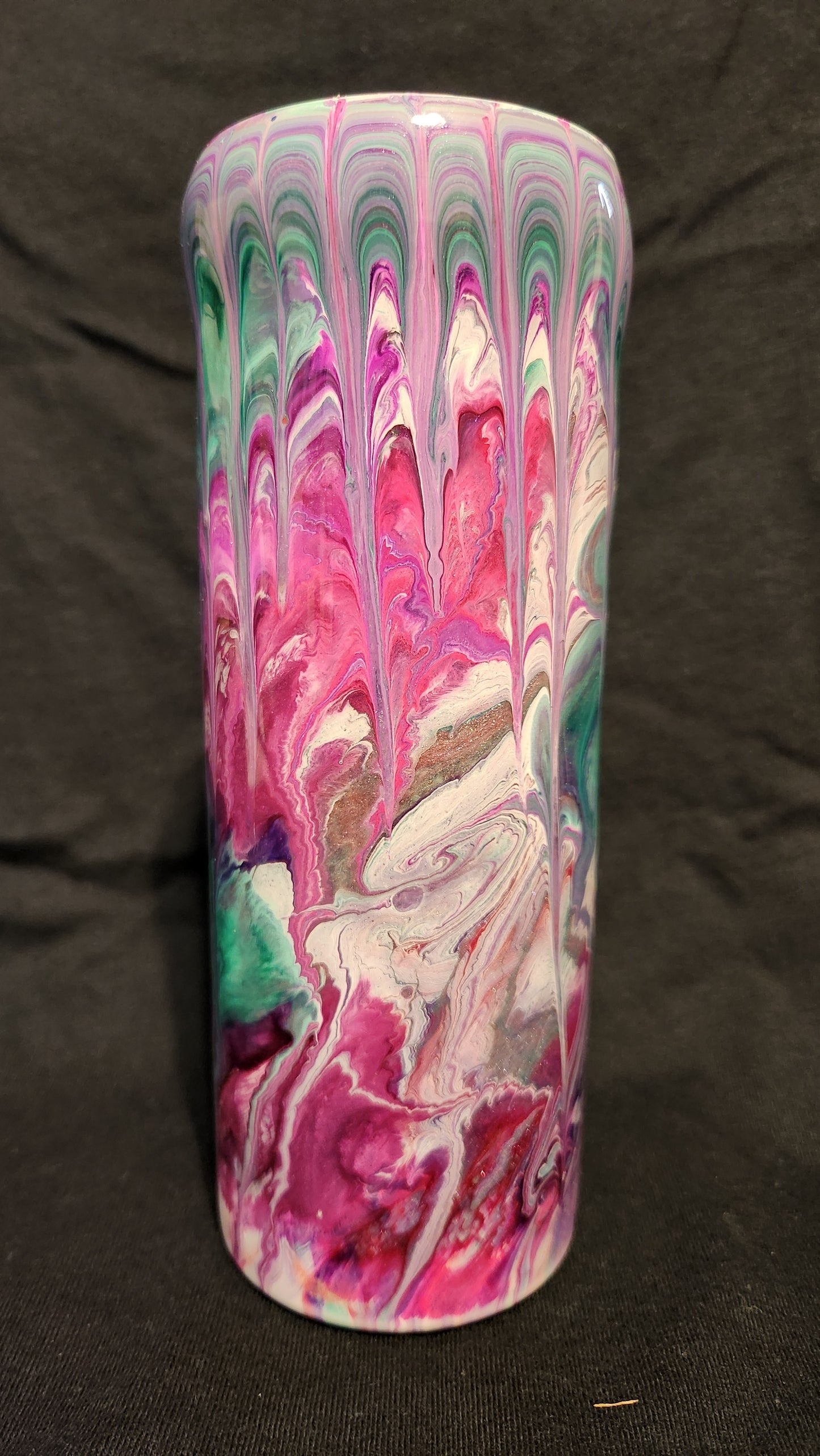 Pink, teal, purple drip epoxy tumbler