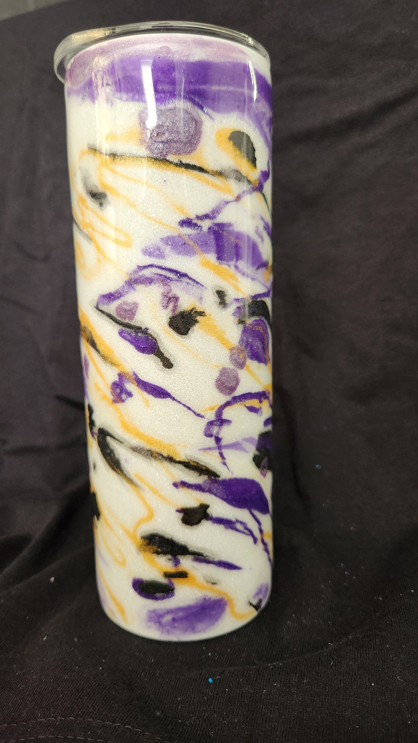 Purple and gold splatter epoxy Tumbler