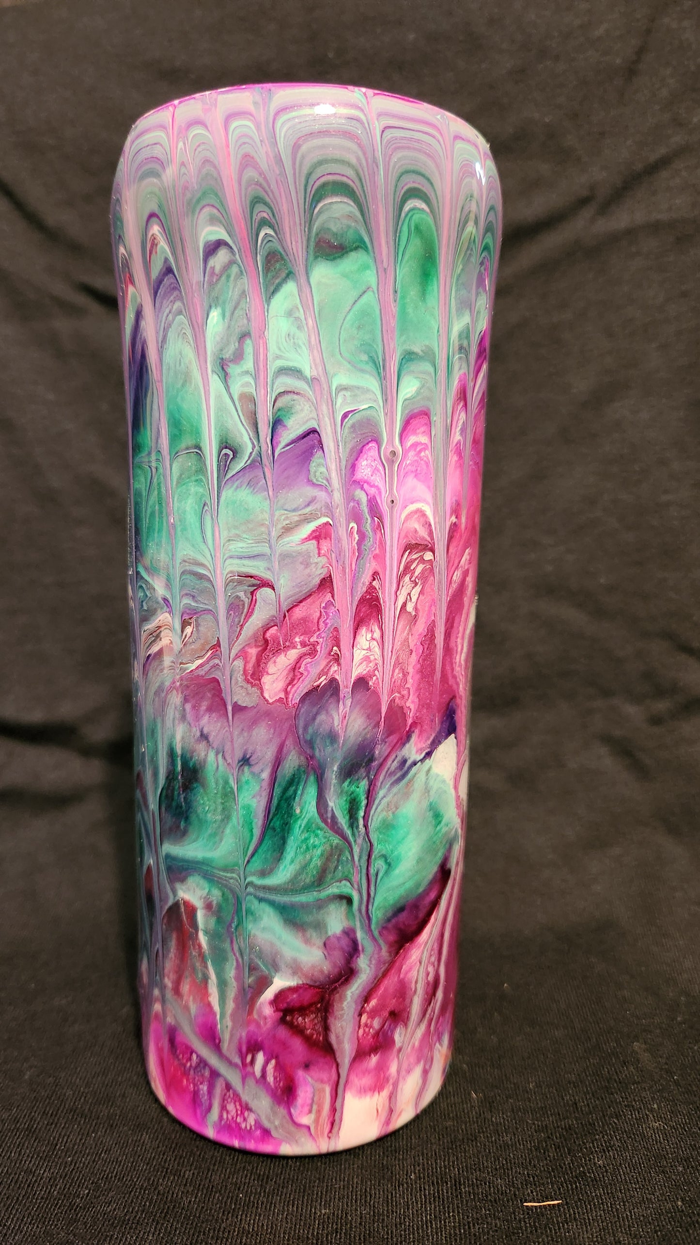 Pink, teal, purple drip epoxy tumbler