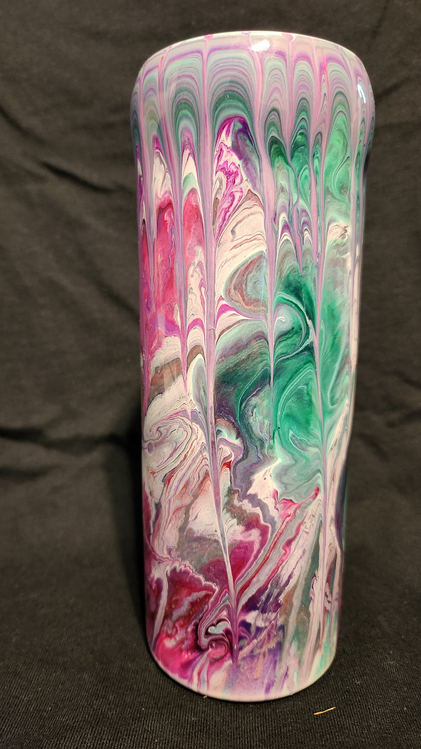 Pink, teal, purple drip epoxy tumbler