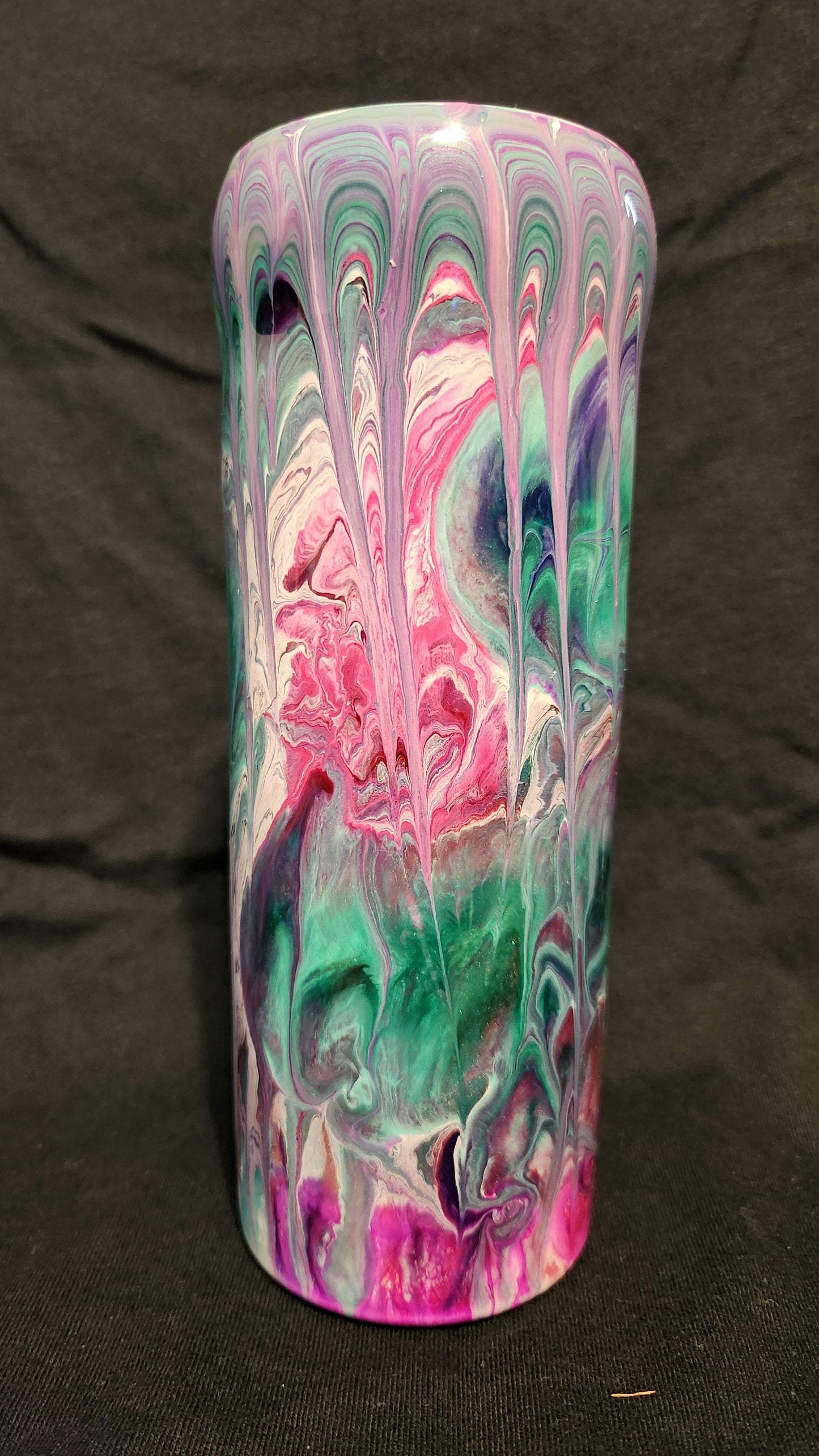 Pink, teal, purple drip epoxy tumbler
