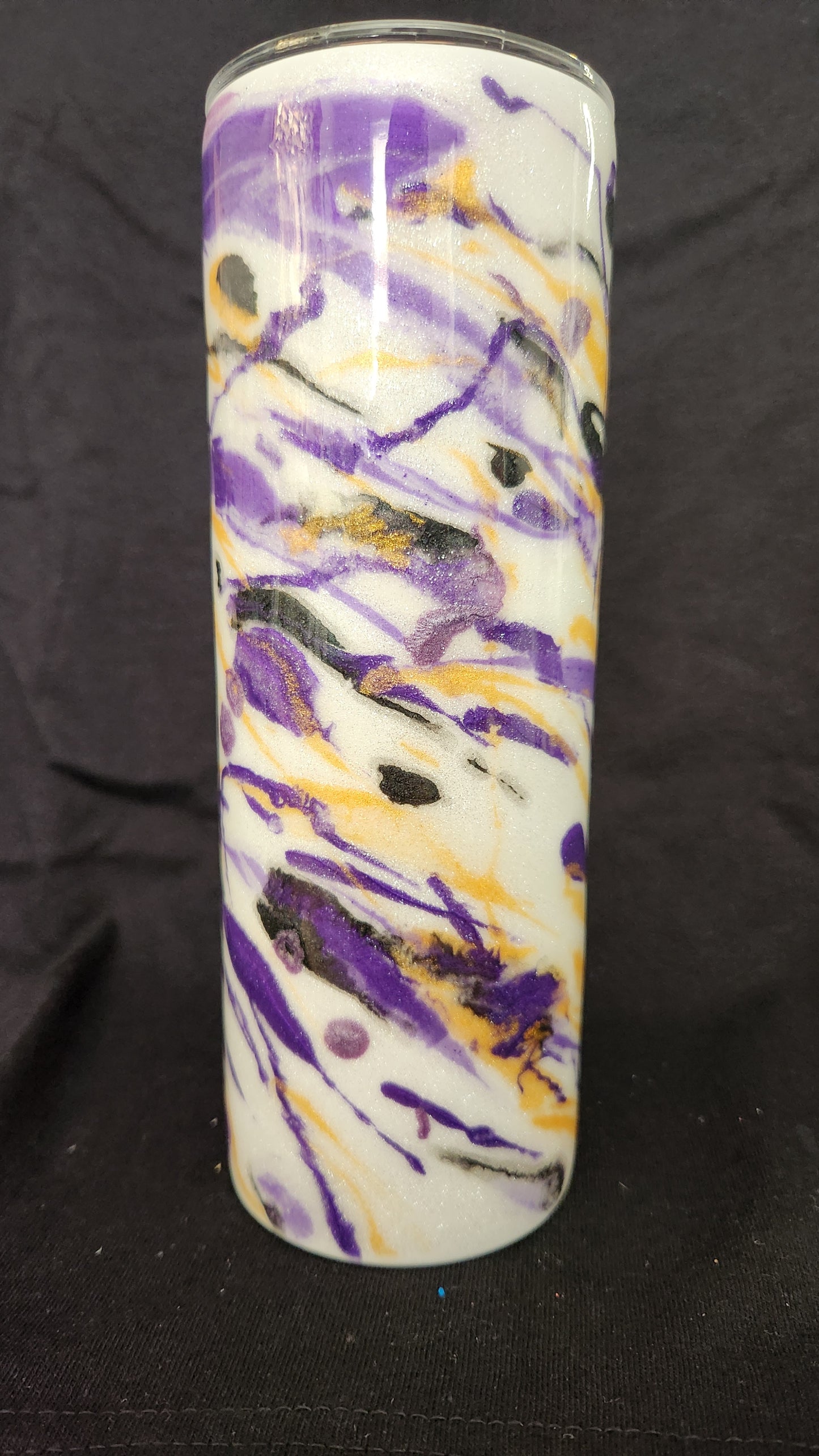 Purple and gold splatter epoxy Tumbler