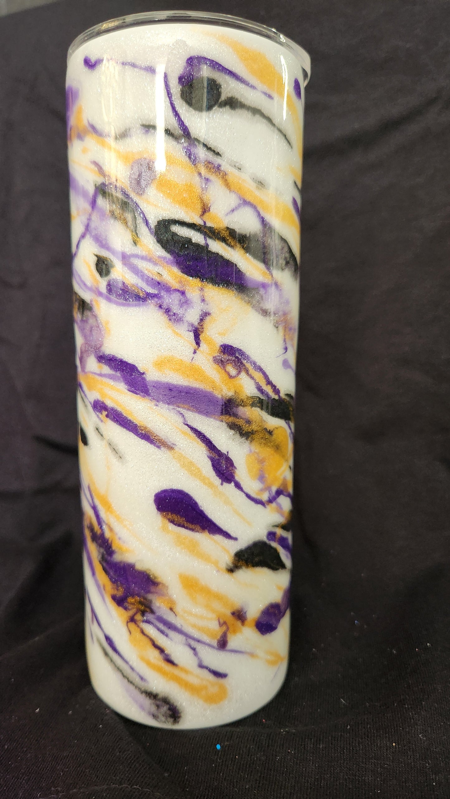 Purple and gold splatter epoxy Tumbler