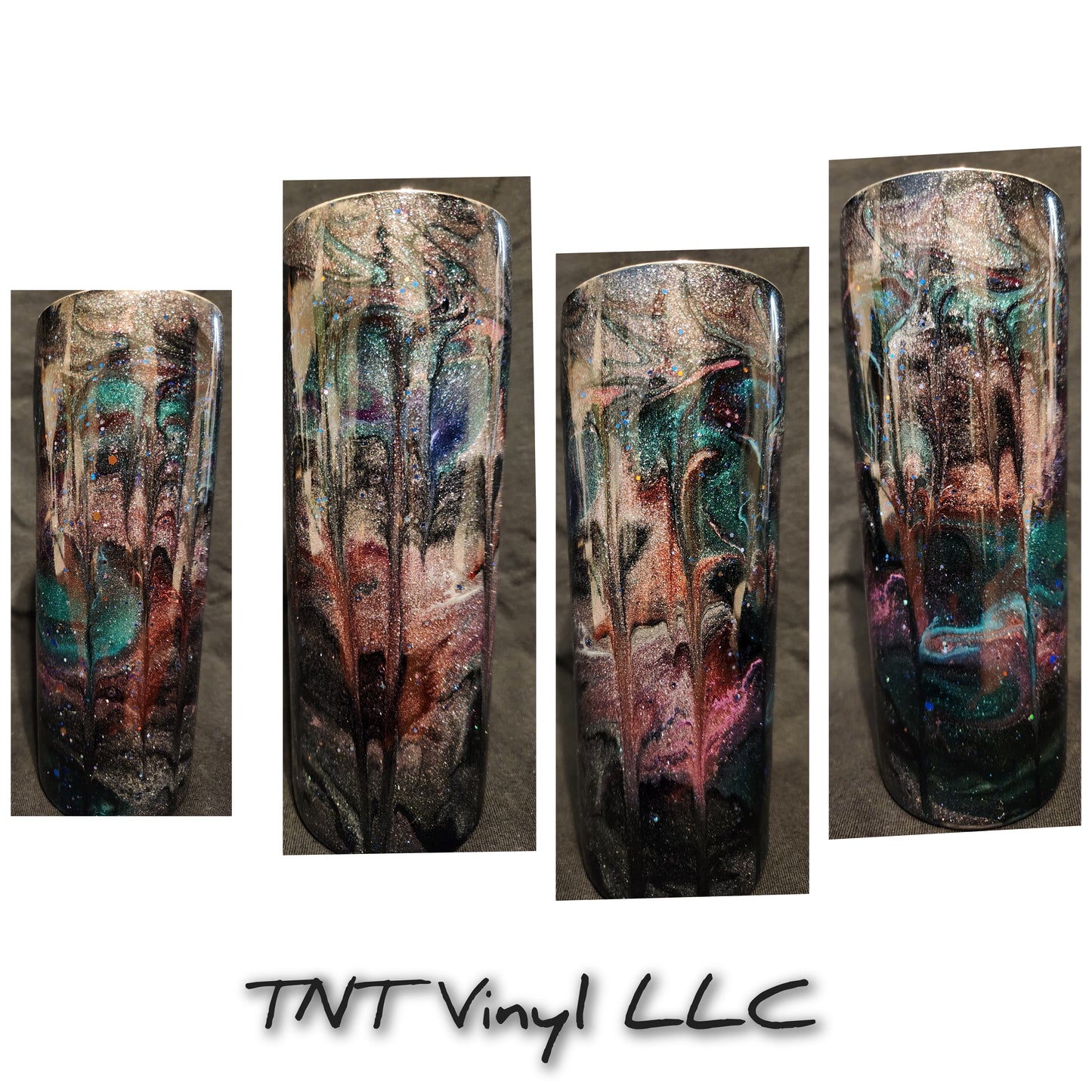 Black, teal, pink epoxy tumbler