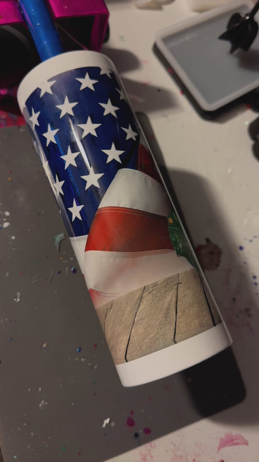 Jeep on a flag sublimation tumbler