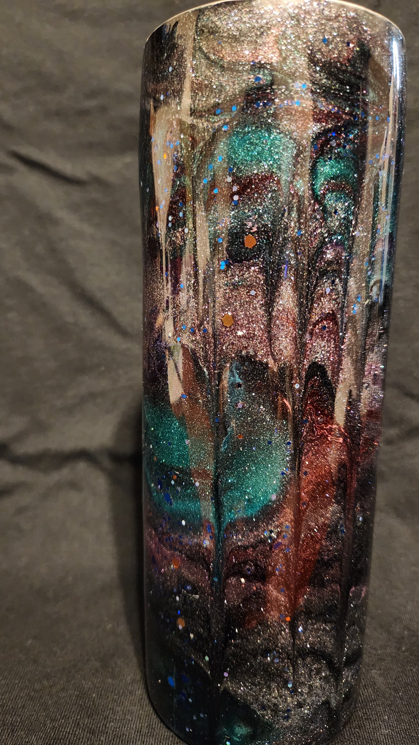 Black, teal, pink epoxy tumbler