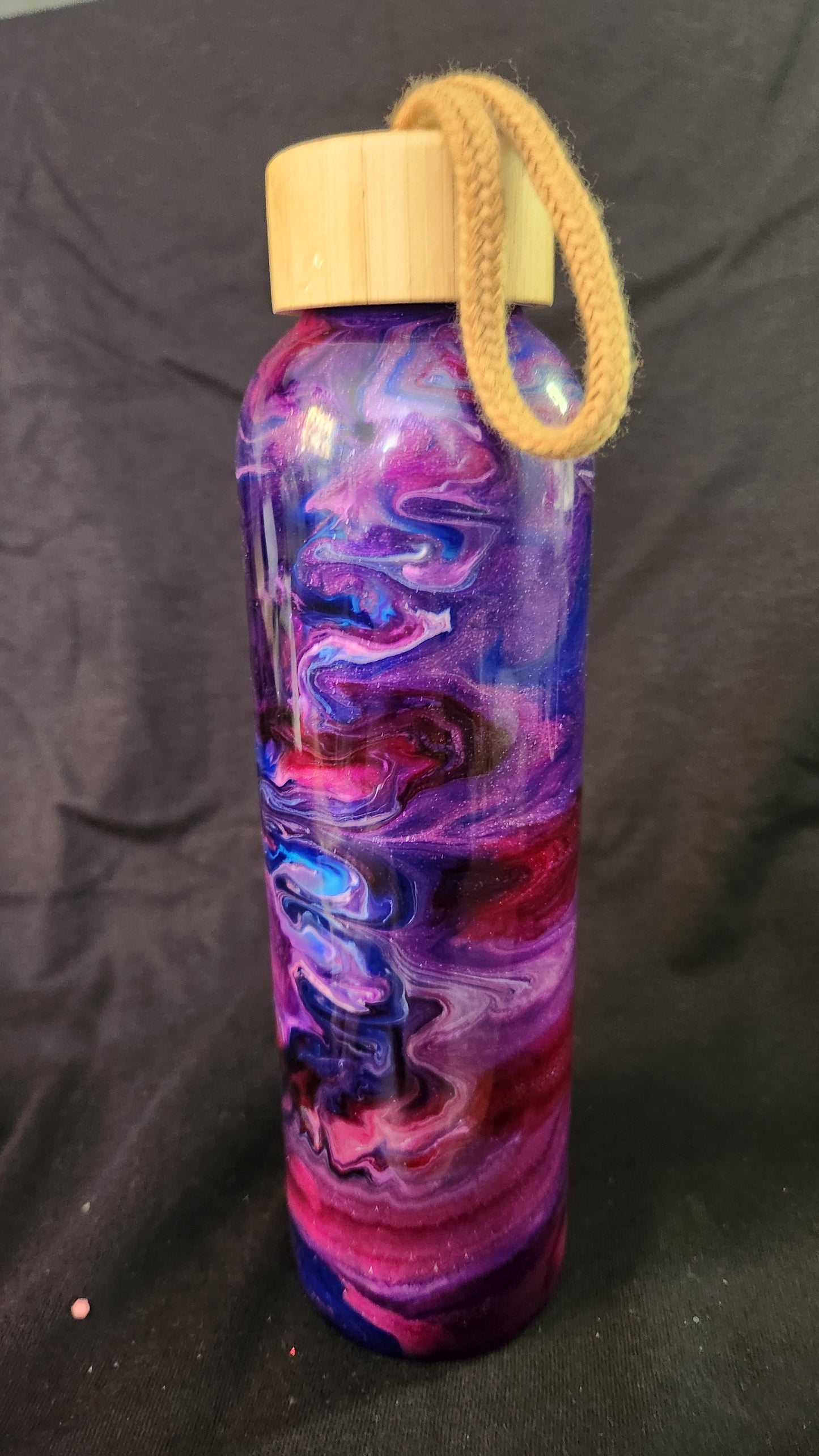 Pink, purple, and blue glass epoxy water bottle