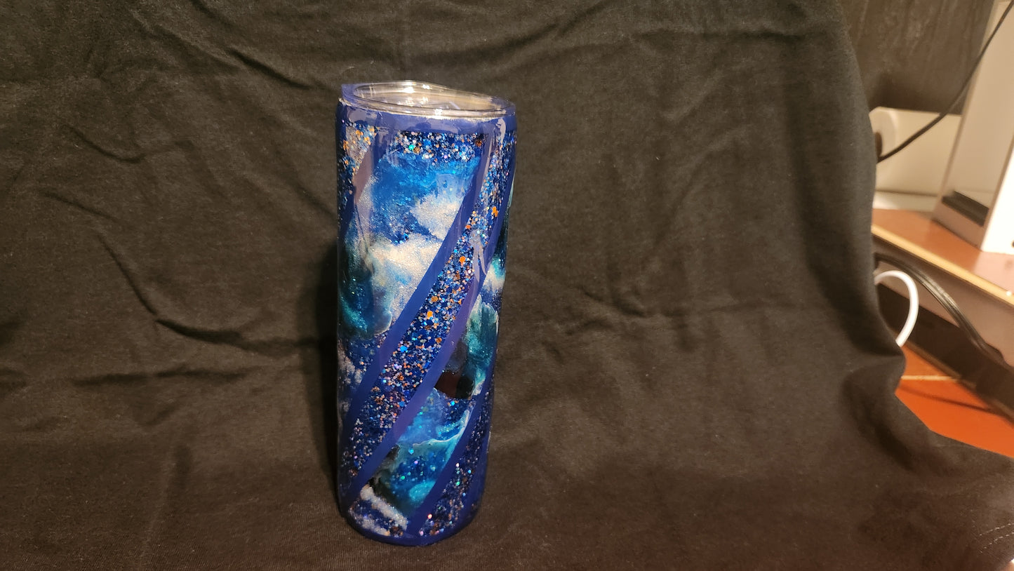 Blue Twisted Chaos Epoxy Tumbler