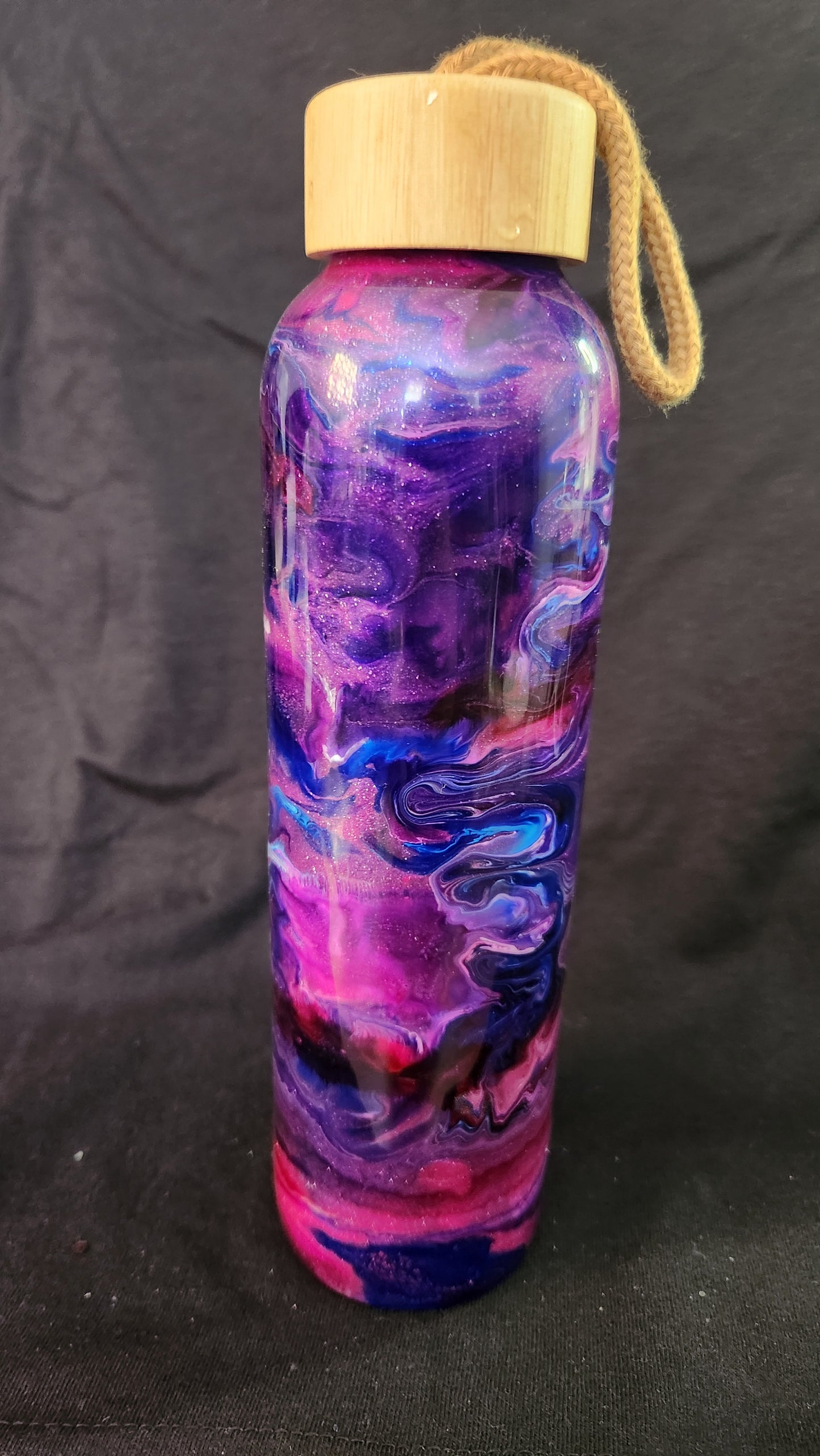 Pink, purple, and blue glass epoxy water bottle