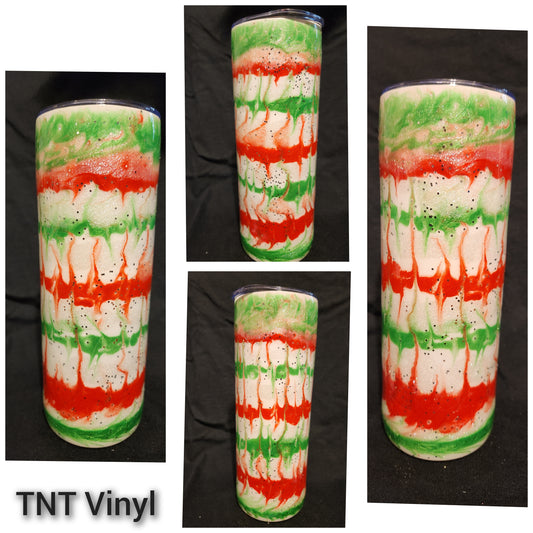 Green & Red Streak Epoxy Tumbler