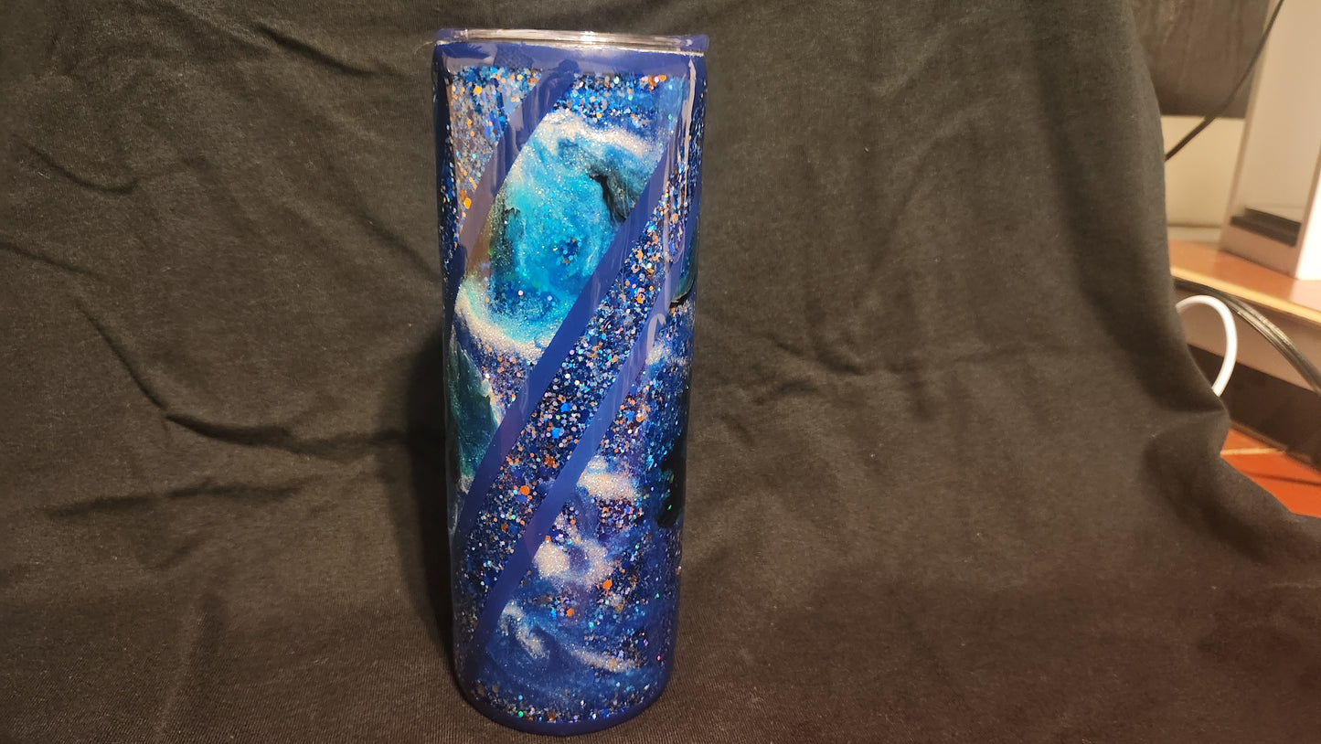 Blue Twisted Chaos Epoxy Tumbler