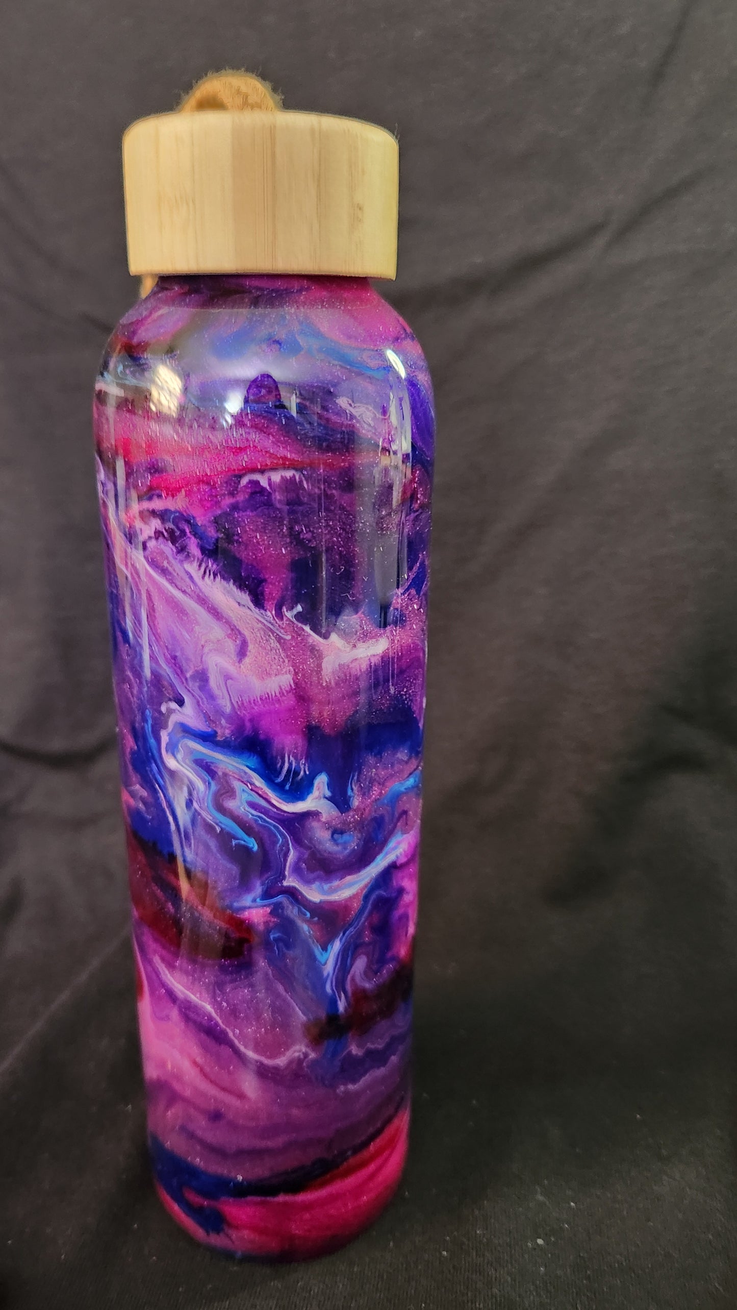 Pink, purple, and blue glass epoxy water bottle