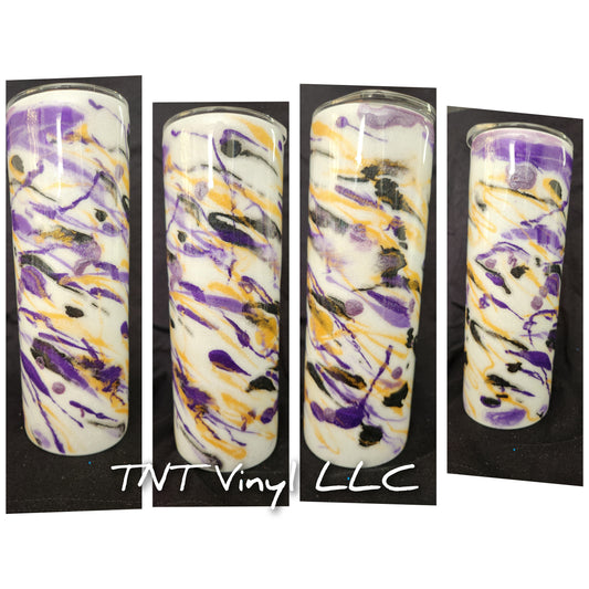 Purple and gold splatter epoxy Tumbler